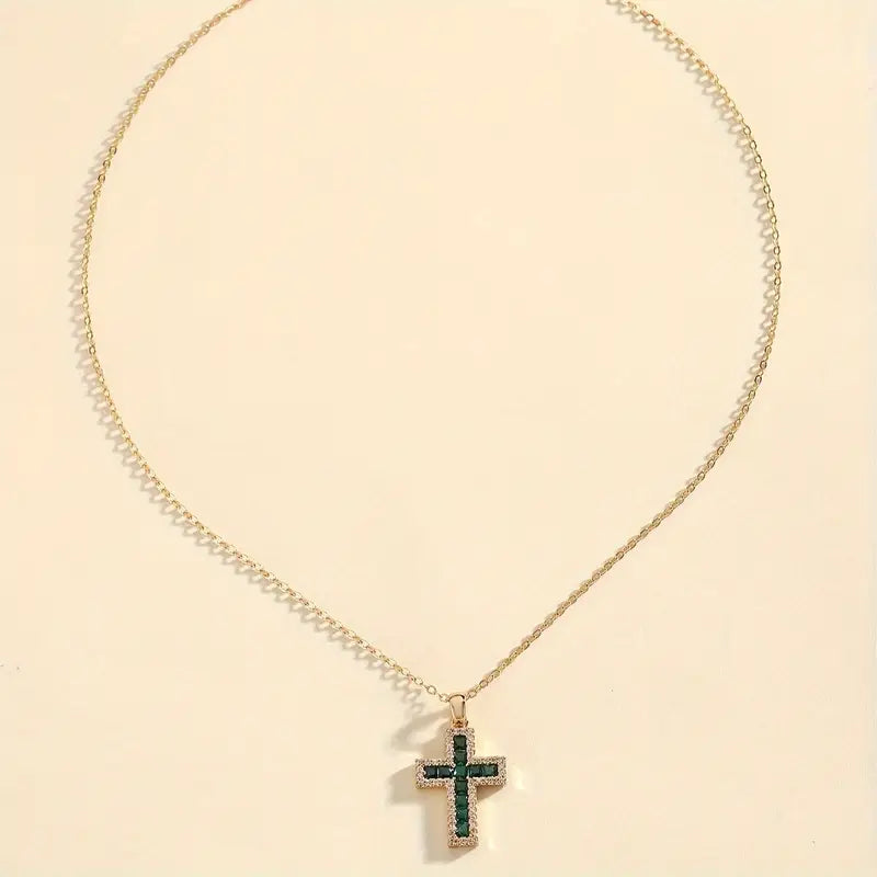 Alena Emerald Cross Pendant