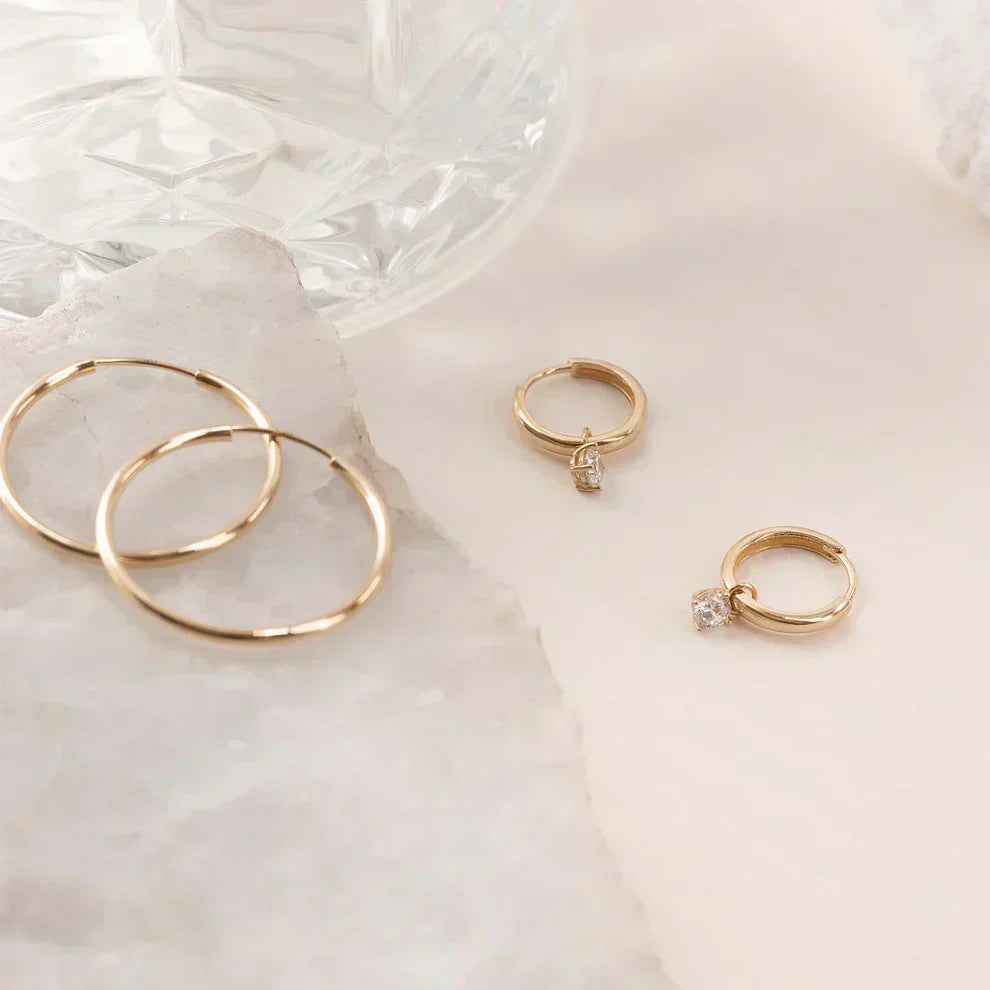 Hoop Earrings with Moon Tear Stones