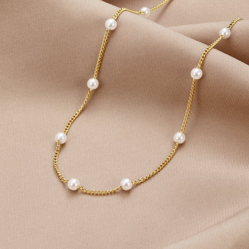 Nura Gold Pearl Necklace