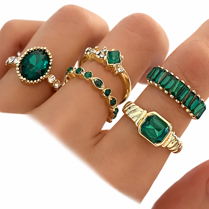 Johana Emerald Ring Set