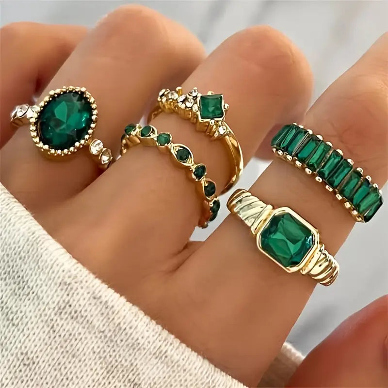 Johana Emerald Ring Set