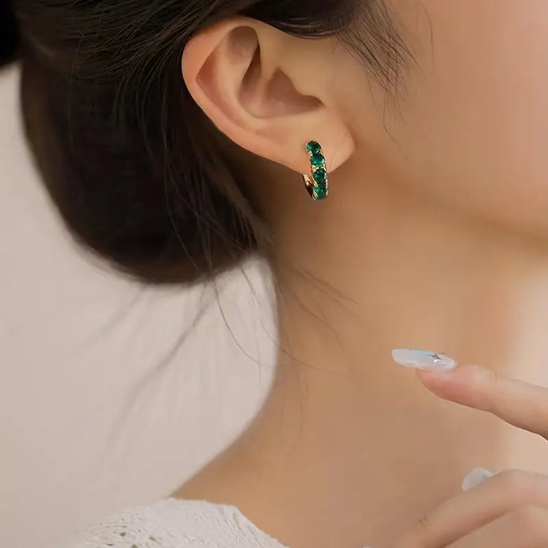 Gold Earrings with Delicate Stones