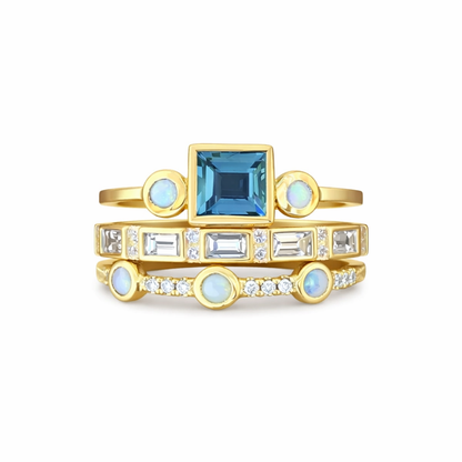 Ozean - Vintage Blue Crystal Ring Set
