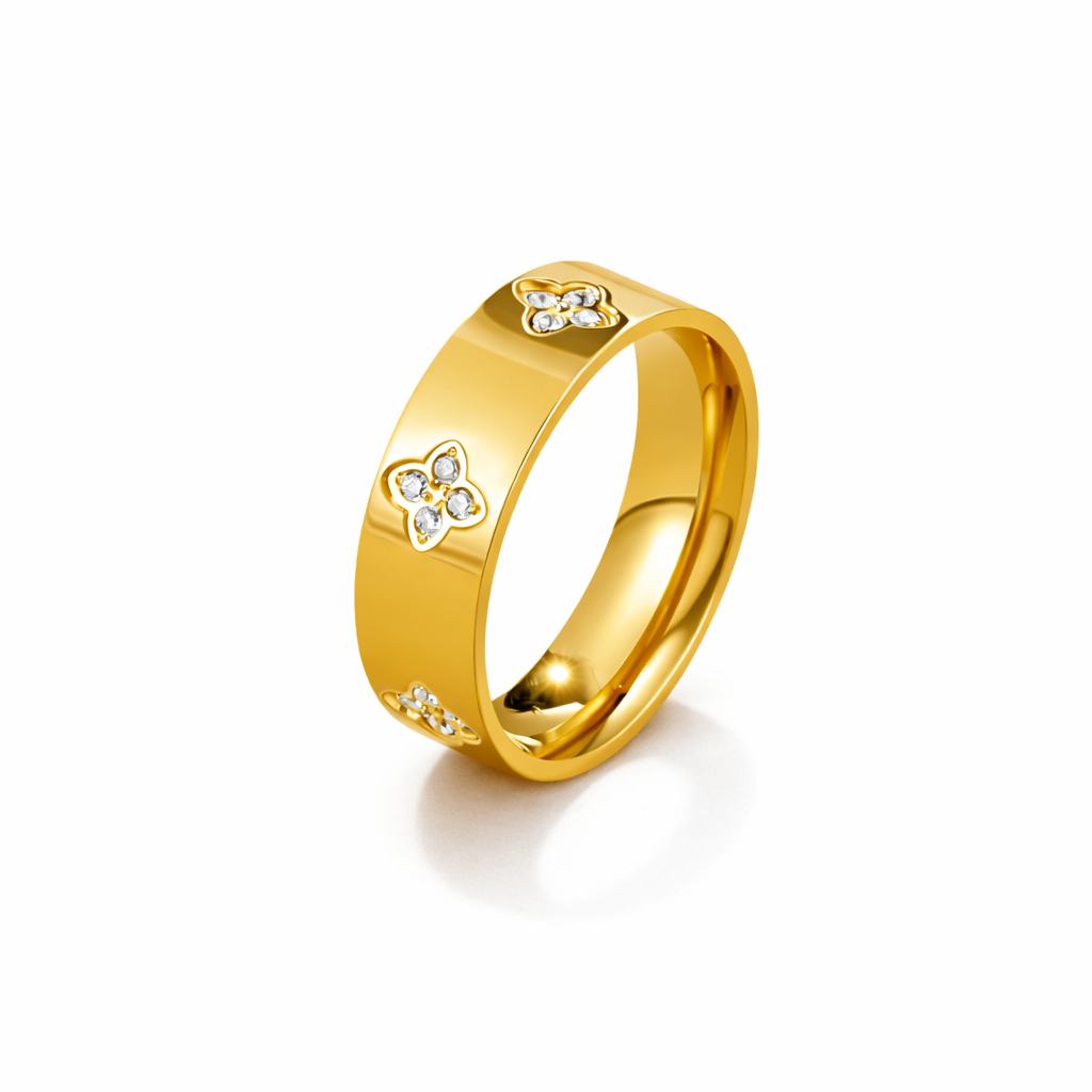 Crystal Clover Ring