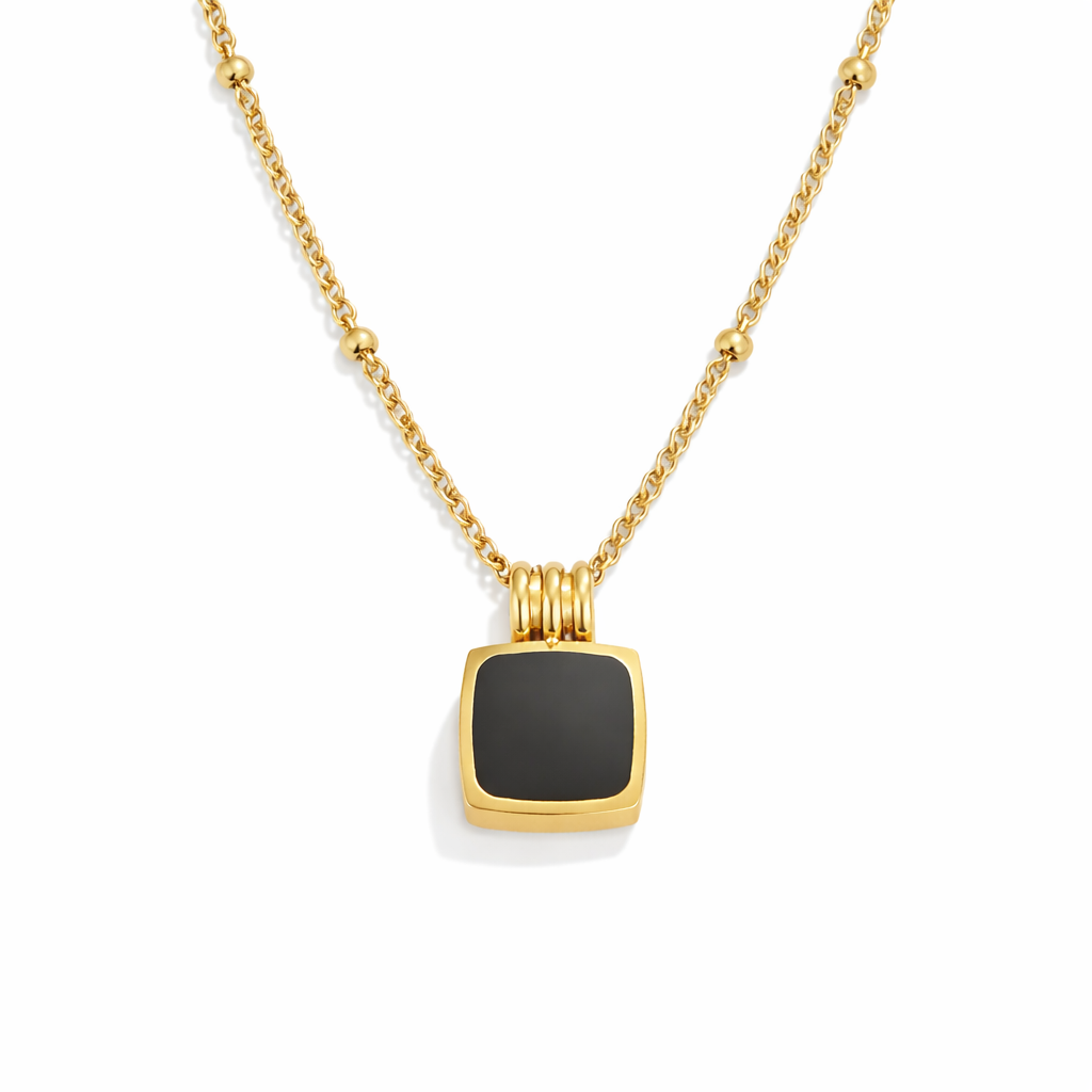 Lucia Necklace with Black Pendant
