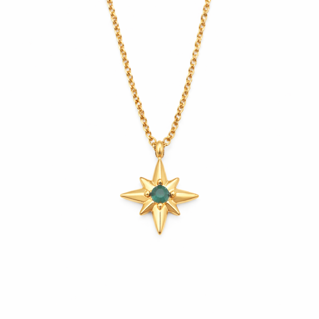 Emerald Crystal Guiding Star Necklace