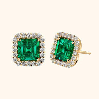 Emerald Earrings with Gold Finish
