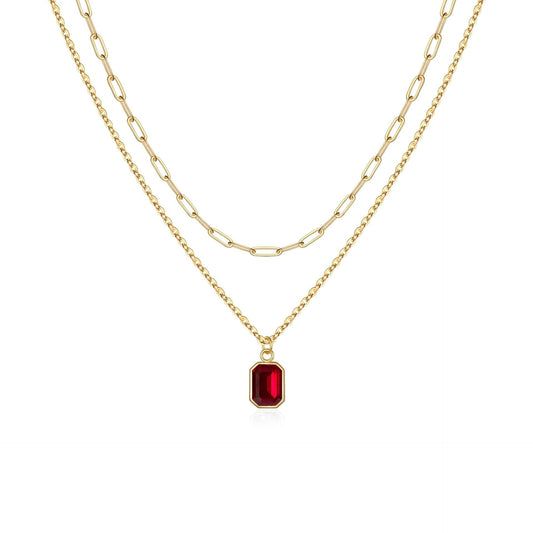 Collier Rubis Multirangs Maillons