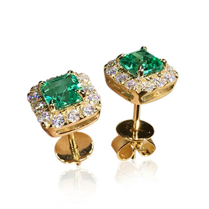 Emerald Earrings with Gold Finish