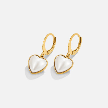 Pearl Heart Hoop Earrings