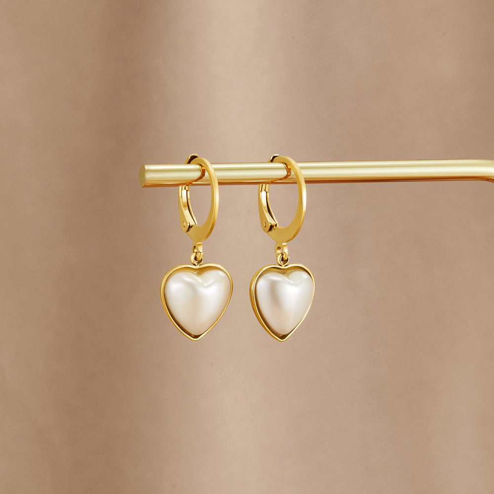 Pearl Heart Hoop Earrings