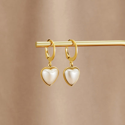 Pearl Heart Hoop Earrings
