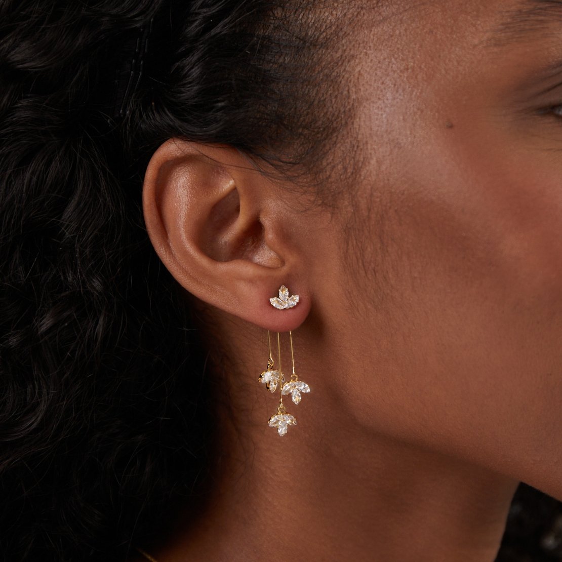 Crystal Lotus Cascade Earrings