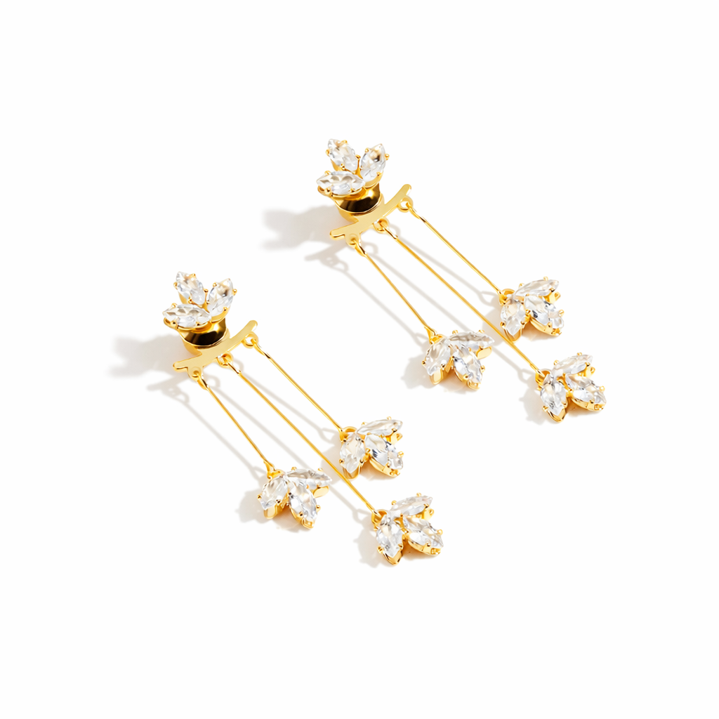 Crystal Lotus Cascade Earrings