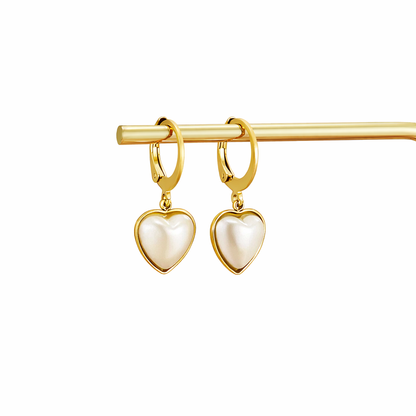 Pearl Heart Hoop Earrings
