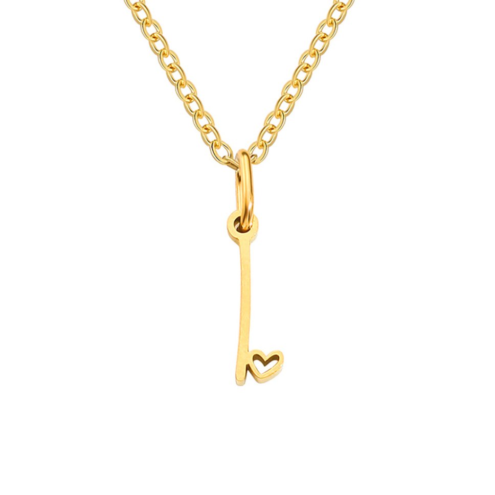 Gold Heart Letter Necklace