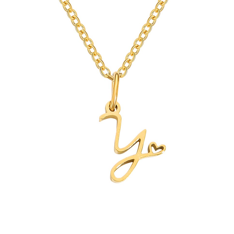 Gold Heart Letter Necklace