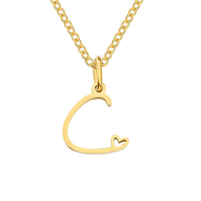 Gold Heart Letter Necklace