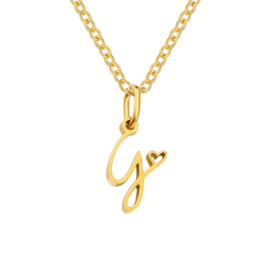 Gold Heart Letter Necklace
