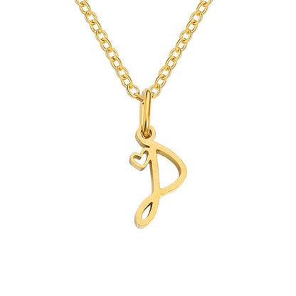 Gold Heart Letter Necklace