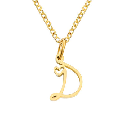 Gold Heart Letter Necklace