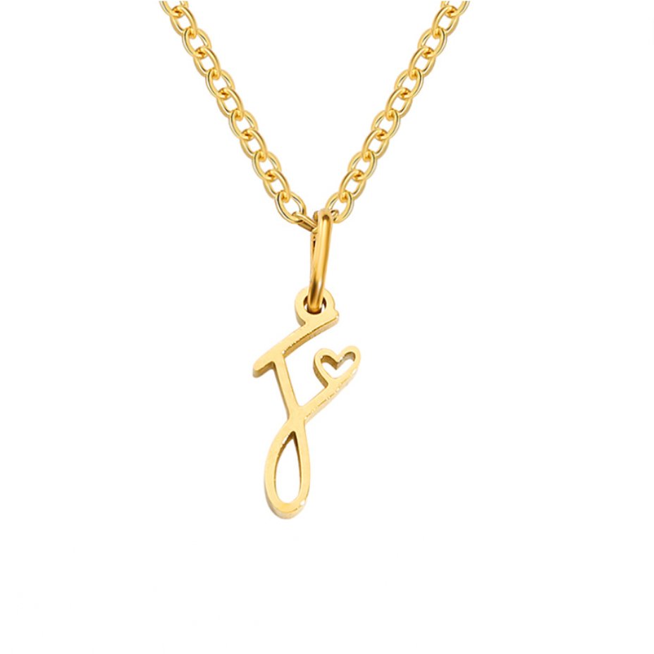 Gold Heart Letter Necklace