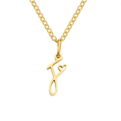 Gold Heart Letter Necklace