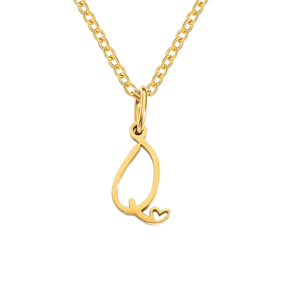 Gold Heart Letter Necklace