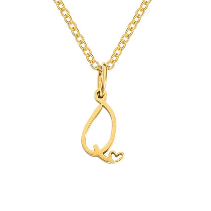 Gold Heart Letter Necklace
