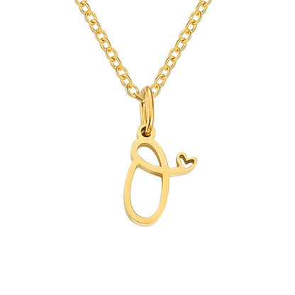 Gold Heart Letter Necklace