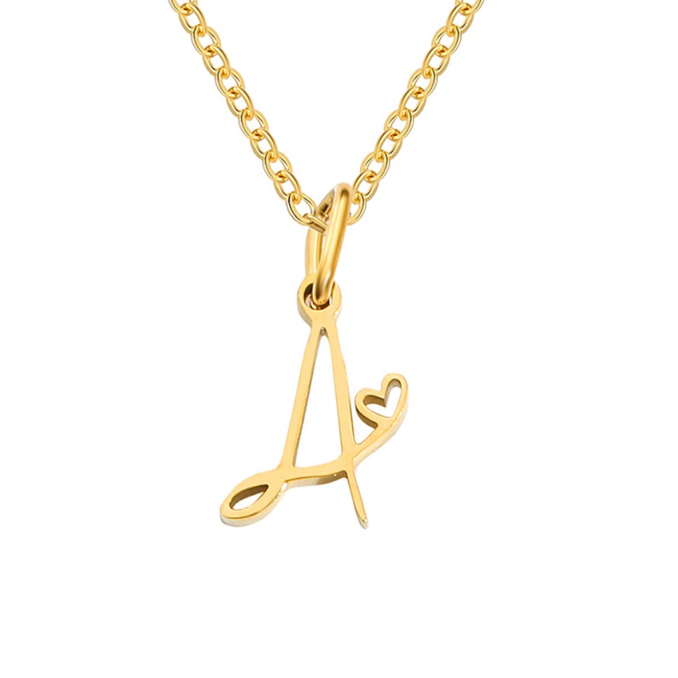 Gold Heart Letter Necklace