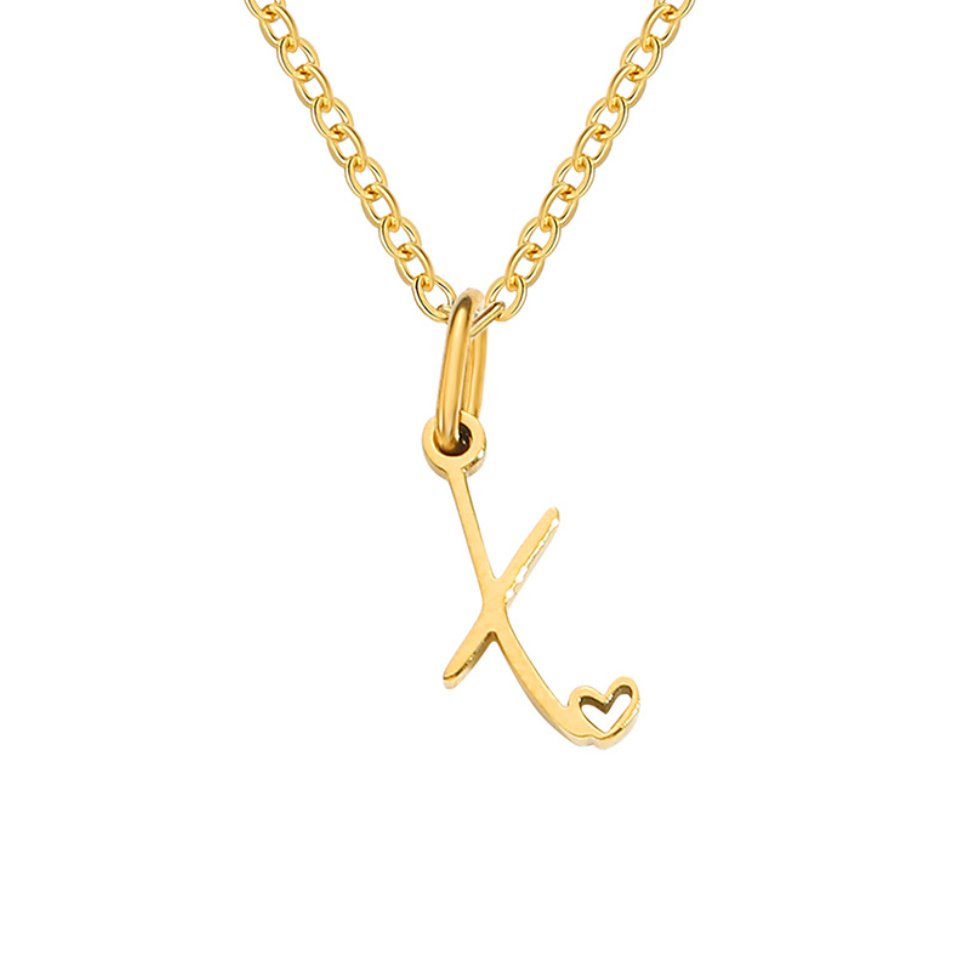 Gold Heart Letter Necklace