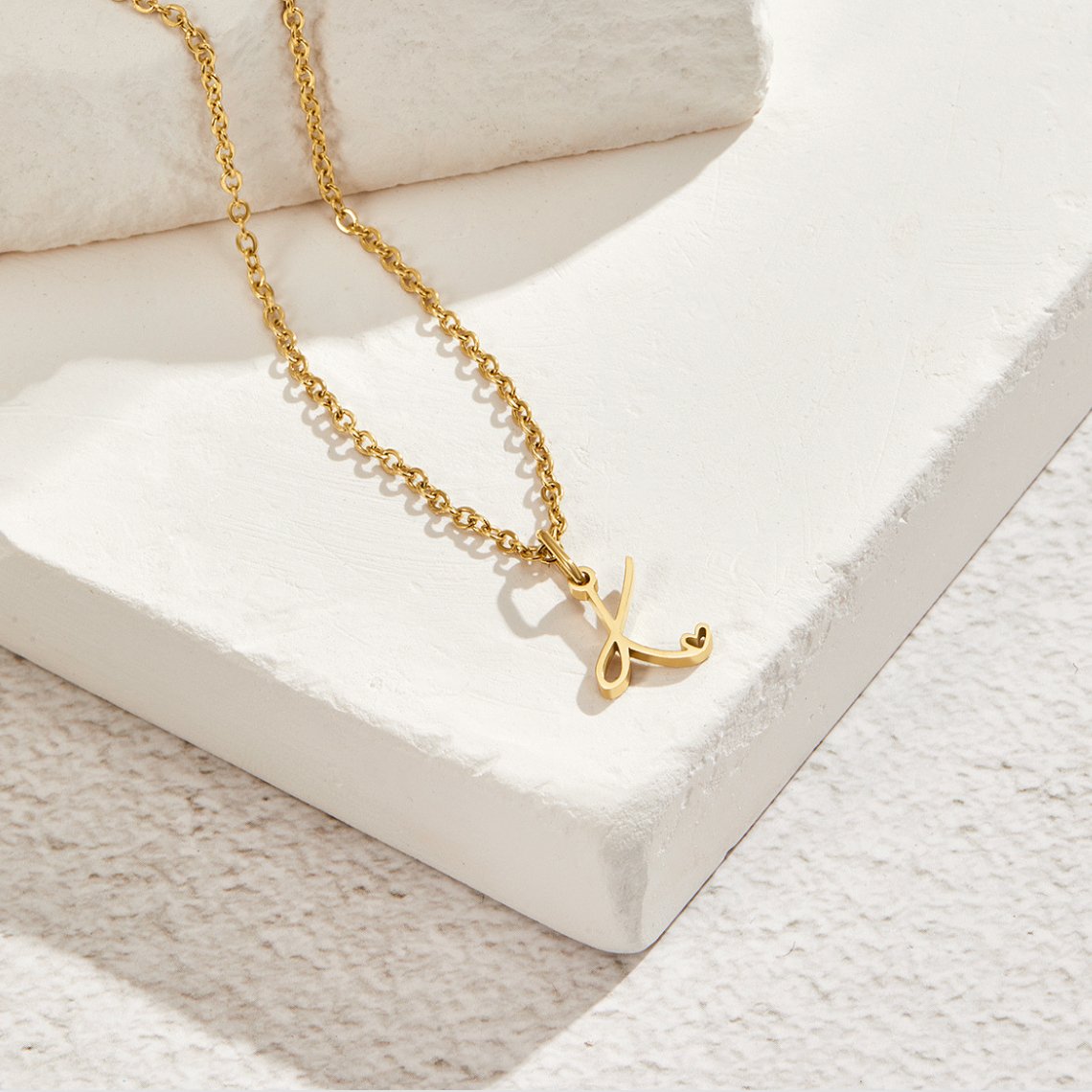 Gold Heart Letter Necklace