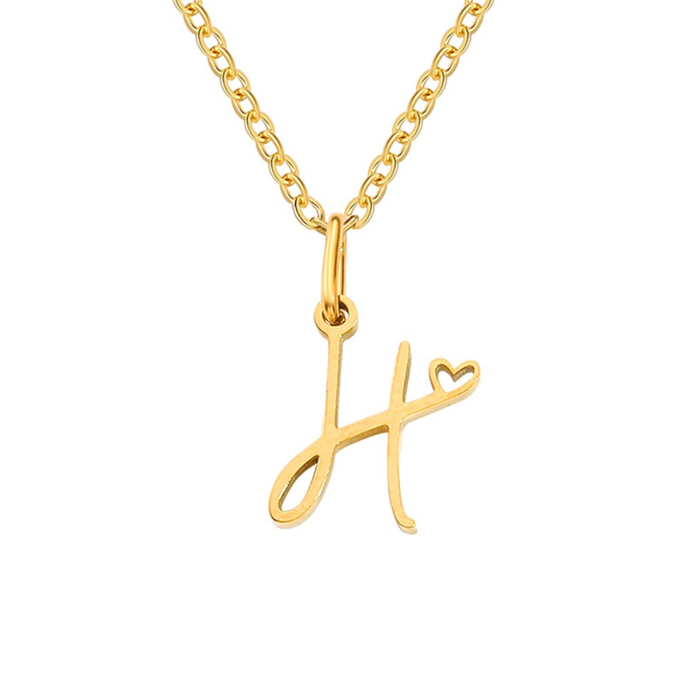 Gold Heart Letter Necklace