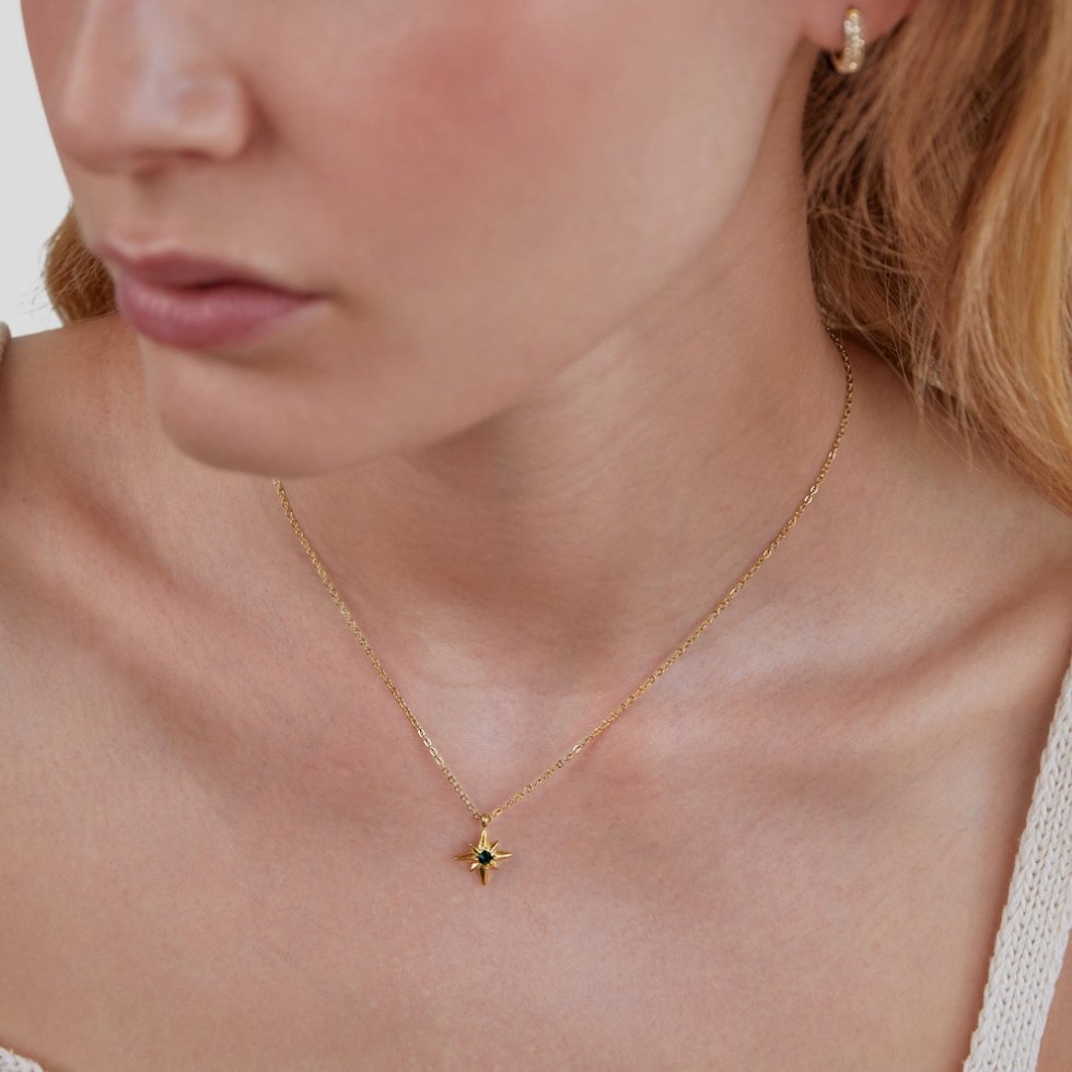 Emerald Crystal Guiding Star Necklace