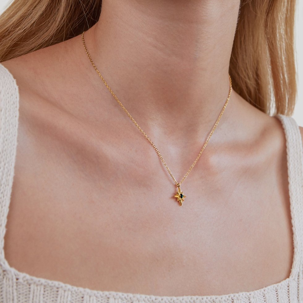 Emerald Crystal Guiding Star Necklace