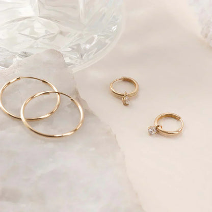 Hoop Earrings with Moon Tear Stones