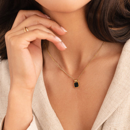 Lucia Necklace with Black Pendant