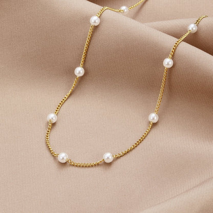 Nura Gold Pearl Necklace